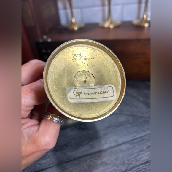 Set of 4 Vintage Brass Goblets Wine Glasses by Genin-Trudeau Made in Canada - Picture 7 of 8